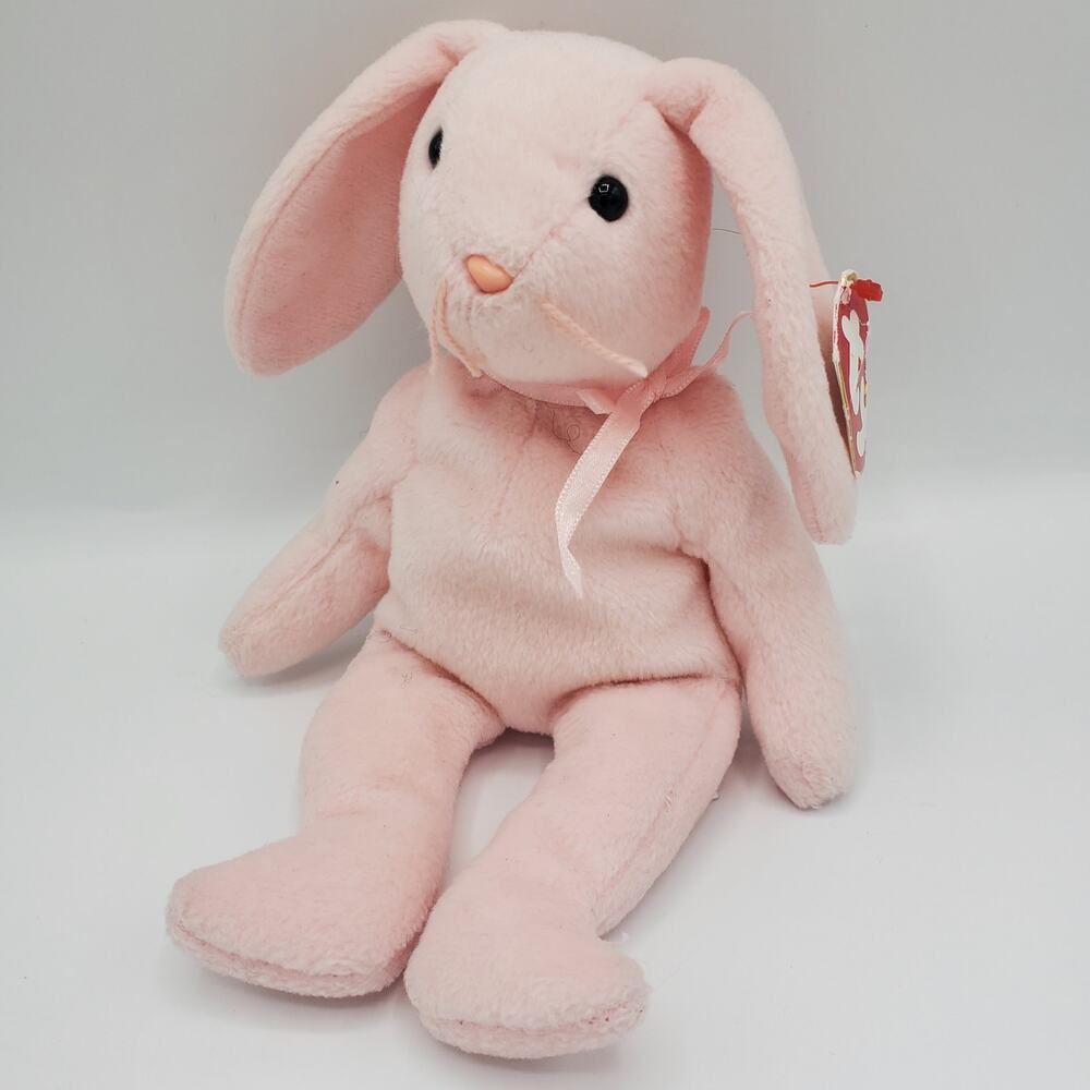 TY Beanie Baby Hoppity the Bunny Pink Rabbit Vintage 1996 Plush